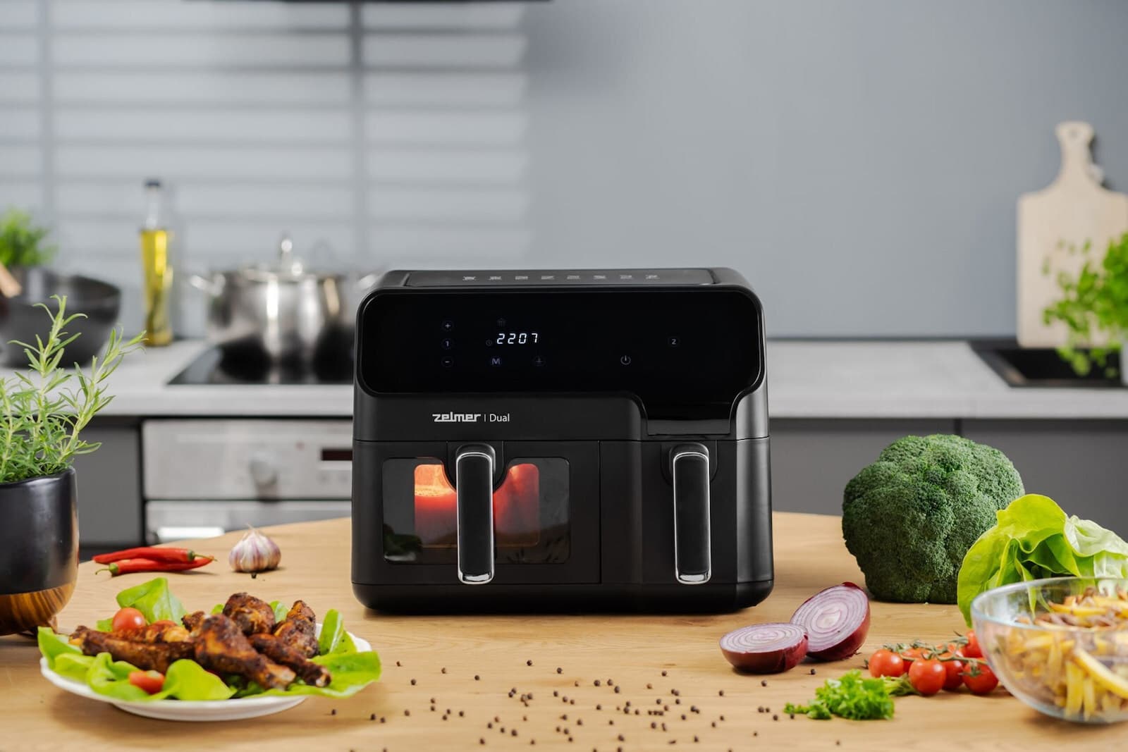 Zelmer Air Fryer με Διπλό Αποσπώμενο Κάδο 9lt Μαύρο ZAF9000 5