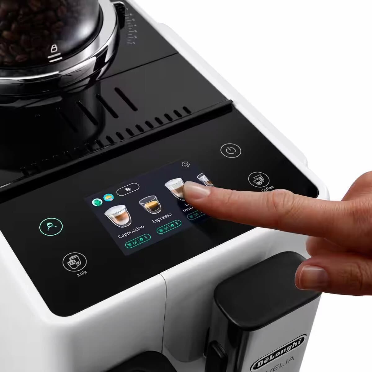 De'Longhi Rivelia Αυτόματη Μηχανή Espresso 1450W Πίεσης 19bar για Cappuccino με Μύλο Άλεσης Λευκή EXAM440.55.W 4