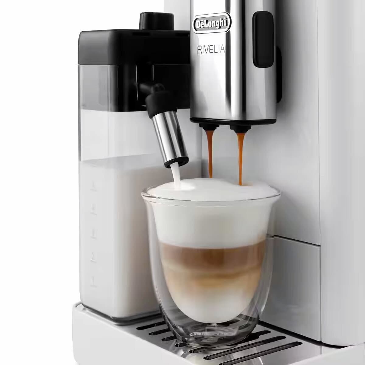 De'Longhi Rivelia Αυτόματη Μηχανή Espresso 1450W Πίεσης 19bar για Cappuccino με Μύλο Άλεσης Λευκή EXAM440.55.W 6