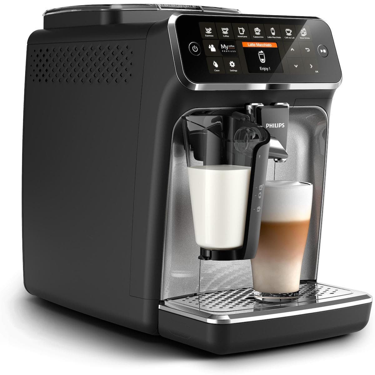 Philips Series 4300 Αυτόματη Μηχανή Espresso 1500W Πίεσης 15bar για Cappuccino με Μύλο Άλεσης Μαύρη EP4346/71 4
