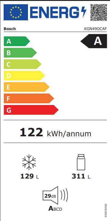 Bosch Ψυγειοκαταψύκτης 440lt Total NoFrost Υ203xΠ70xΒ66.7εκ. Γκρι KGN49OCAF 15