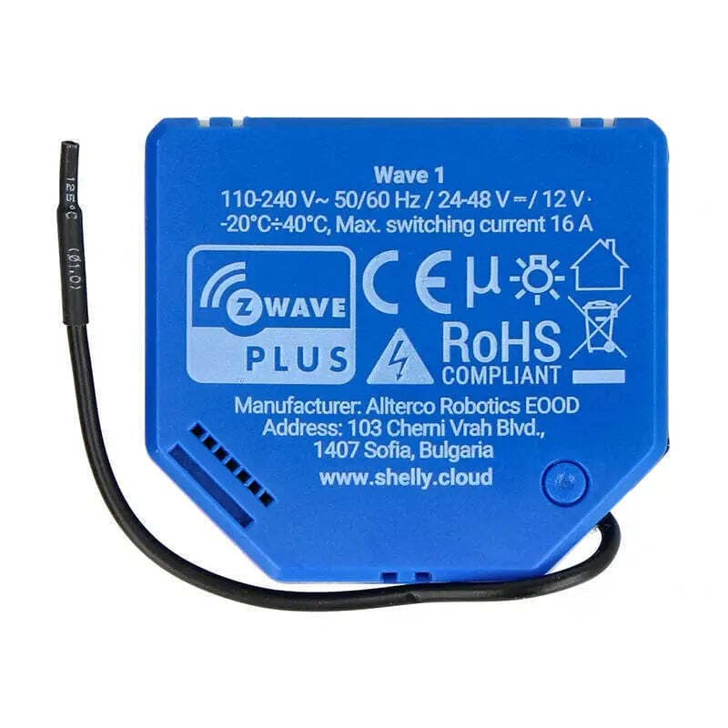 Shelly Qubino Wave 1 Smart Switch 1 Καναλιού Wi-Fi, Z-Wave & RF 16A SHELLY_W_1 6