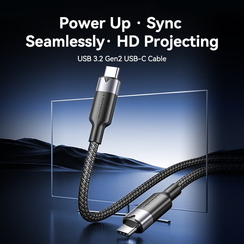 Vention It Cable Usb-c 3.2 Gen2 M-m 1.0m Braided Aluminum Black Trgbf 4