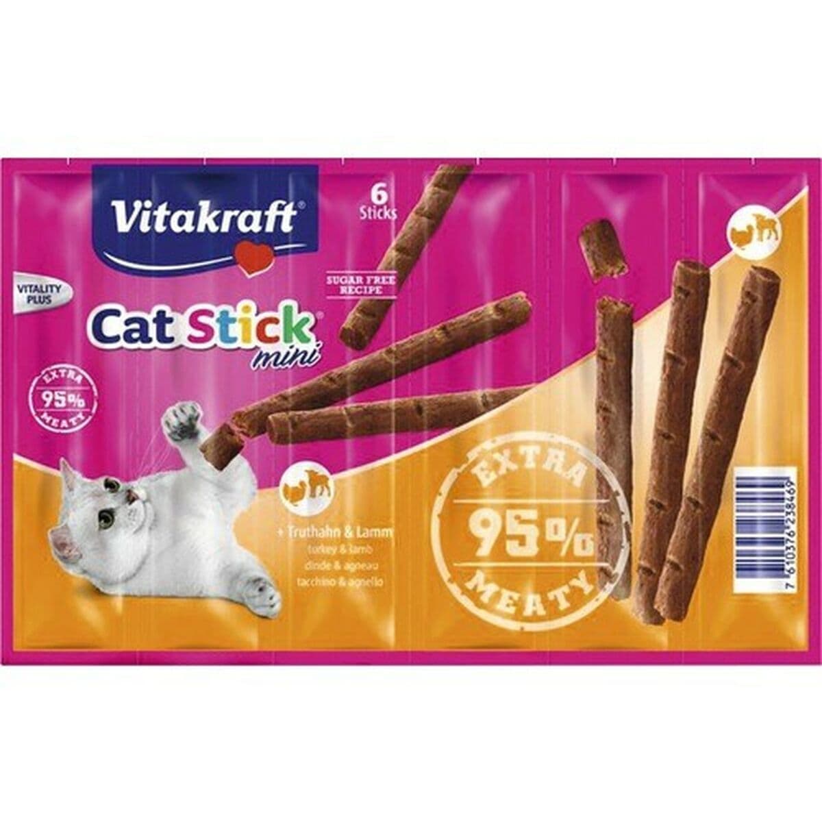 Vitakraft Cat Mini Λιχουδιές σε Stick με Γαλοπούλα / Αρνί για Ενήλικες Γάτες 6τμχ 36gr 2