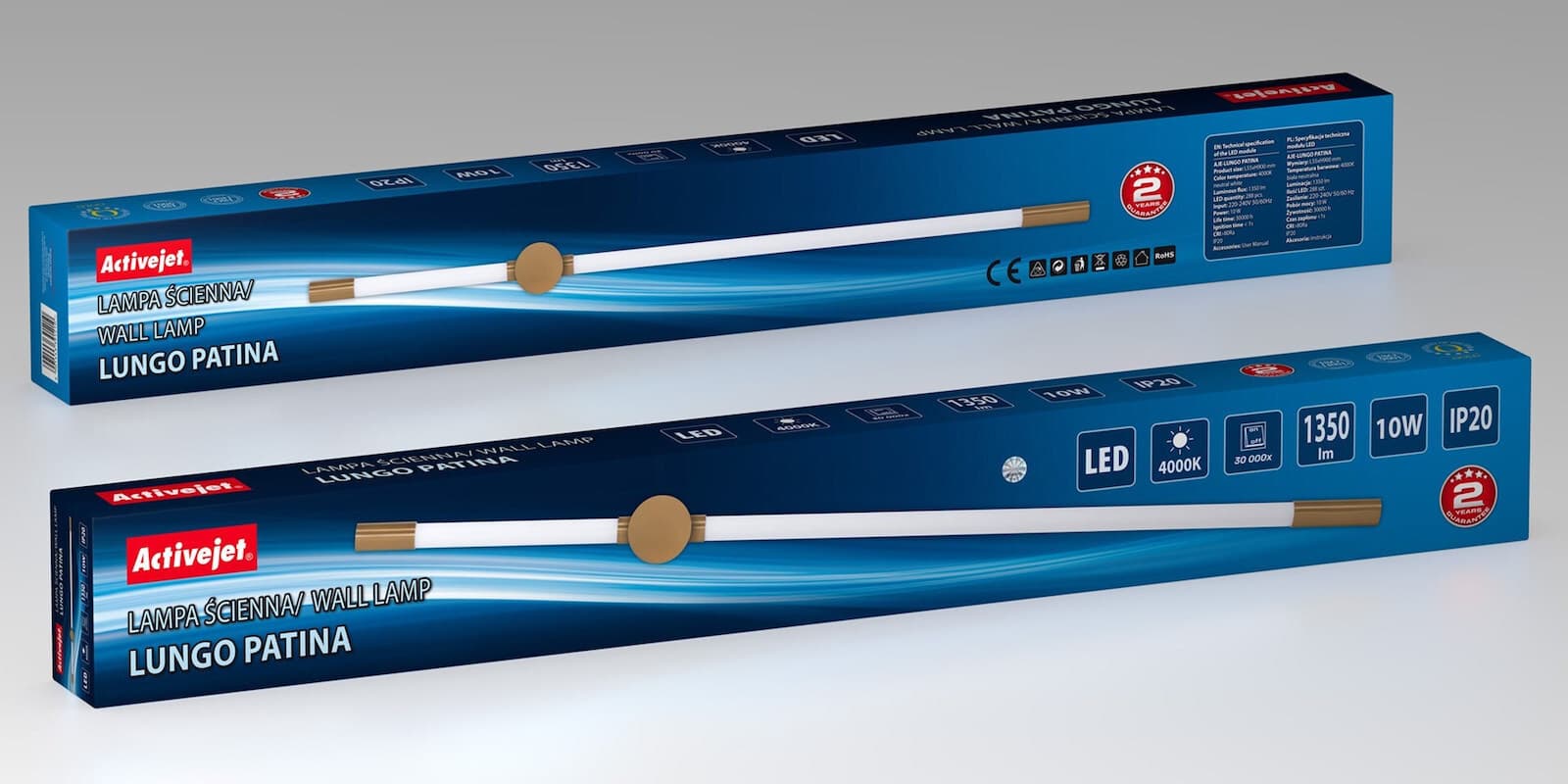 Active Jet Φωτιστικό Τοίχου με Ενσωματωμένο LED και Φυσικό Λευκό Φως AJE-LUNGO Patina