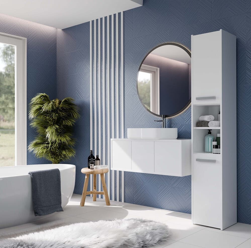Topeshop S30 Στήλη Μπάνιου Δαπέδου Μ30xΒ30xΥ170cm Λευκή 5