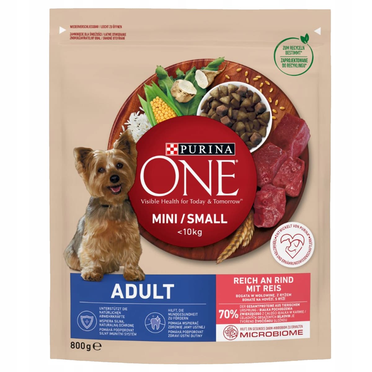 Purina One Υγρή Τροφή Σκύλων σε Φακελάκι με Βοδινό και Ρύζι 800gr 2