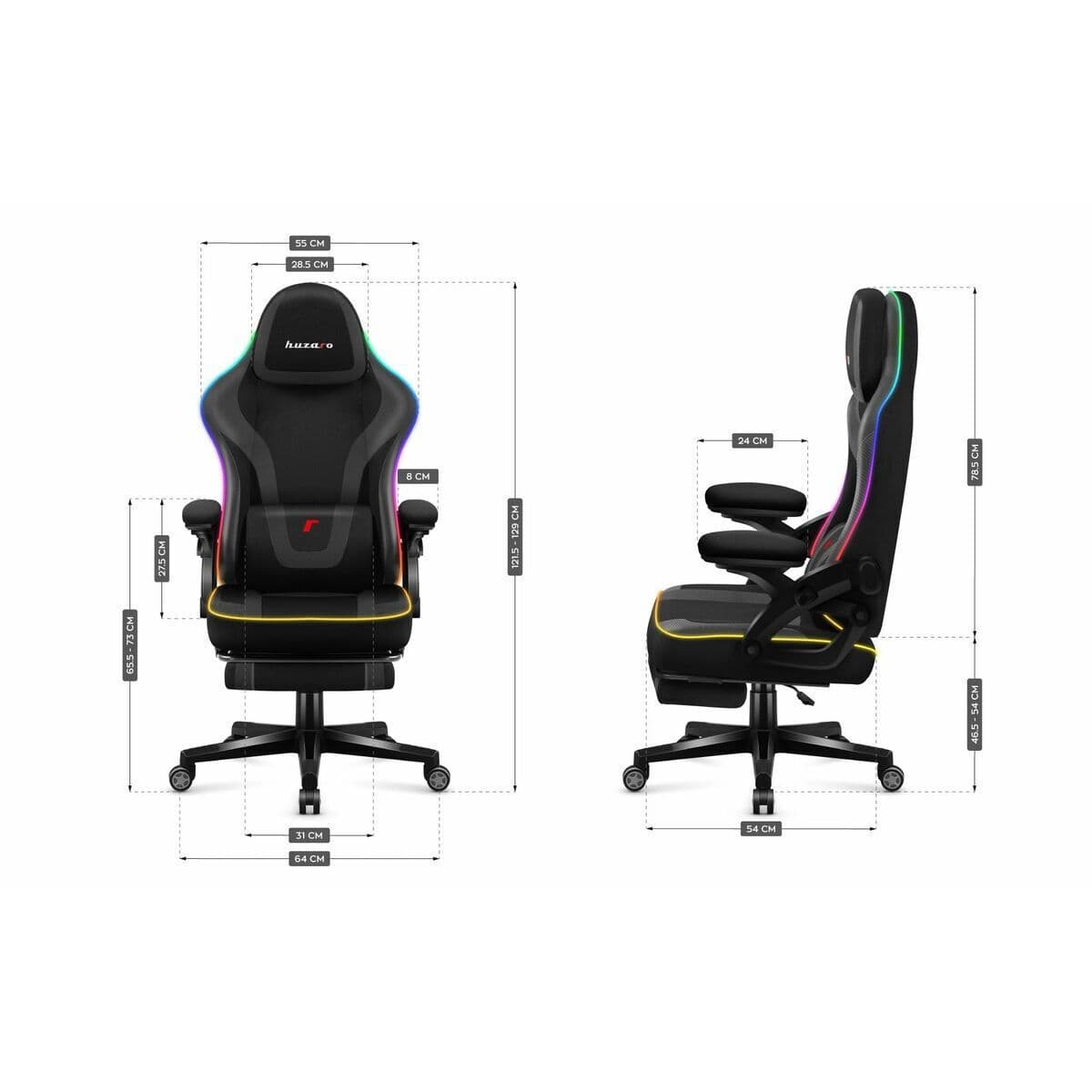 Huzaro Force 4.6 Καρέκλα Gaming με RGB Φωτισμό και Υποπόδιο Μαύρη 5