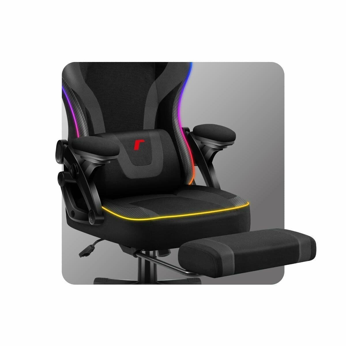 Huzaro Force 4.6 Καρέκλα Gaming με RGB Φωτισμό και Υποπόδιο Μαύρη 9