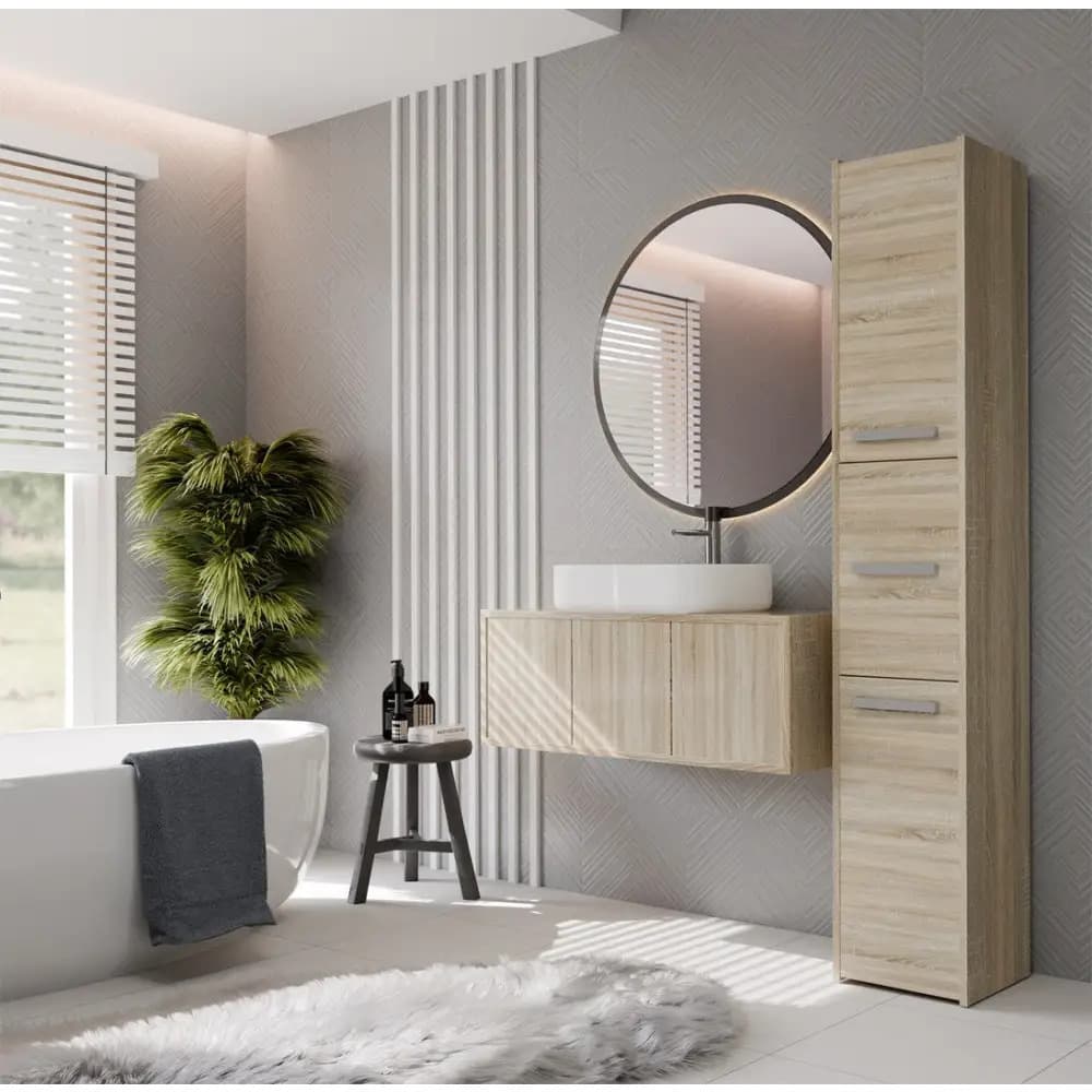 Topeshop S33 Στήλη Μπάνιου Τοίχου Μ30xΒ30xΥ170cm Sonoma 8