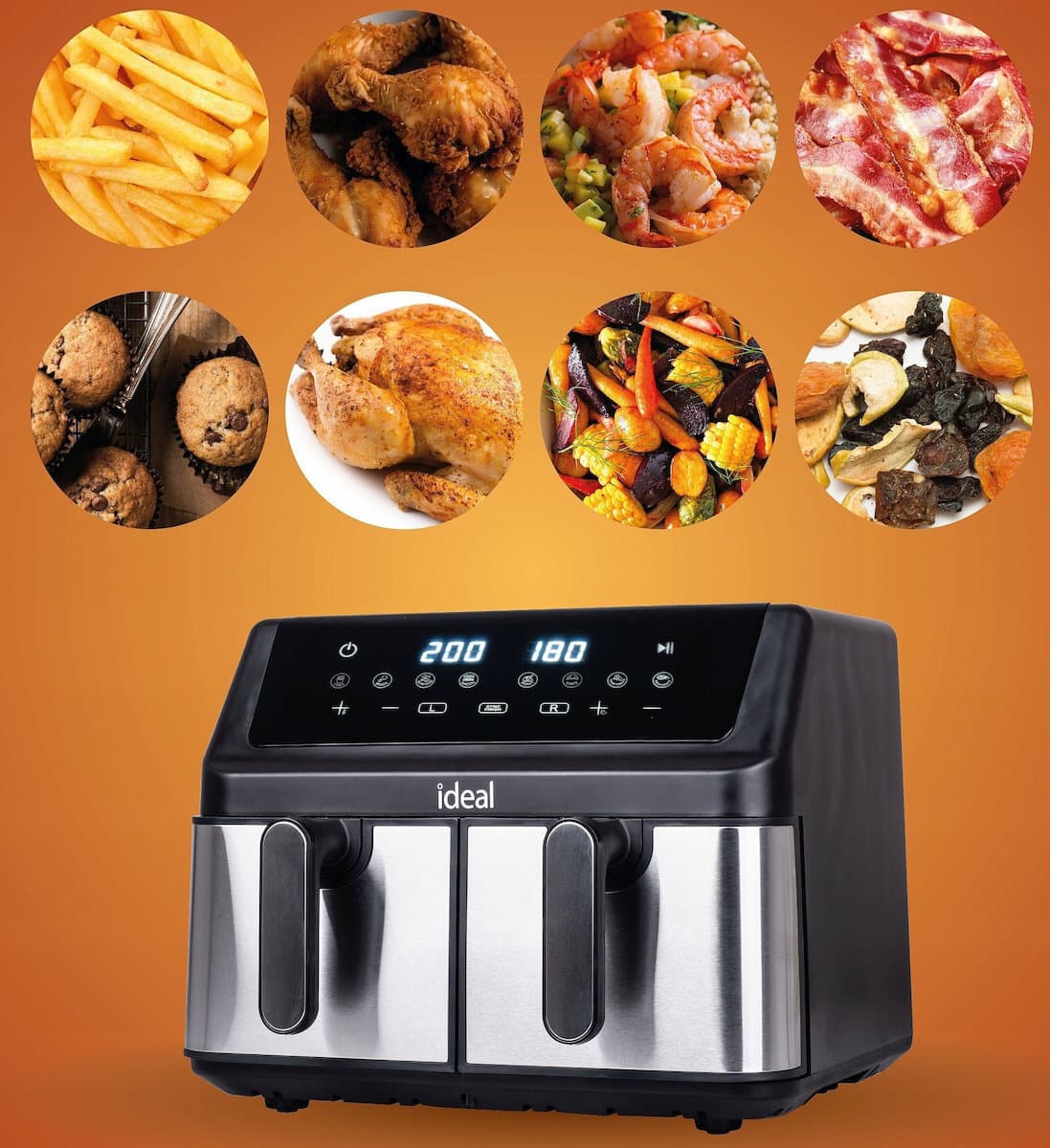 Eldom Air Fryer με Διπλό Αποσπώμενο Κάδο 9lt Μαύρο IK1500 9