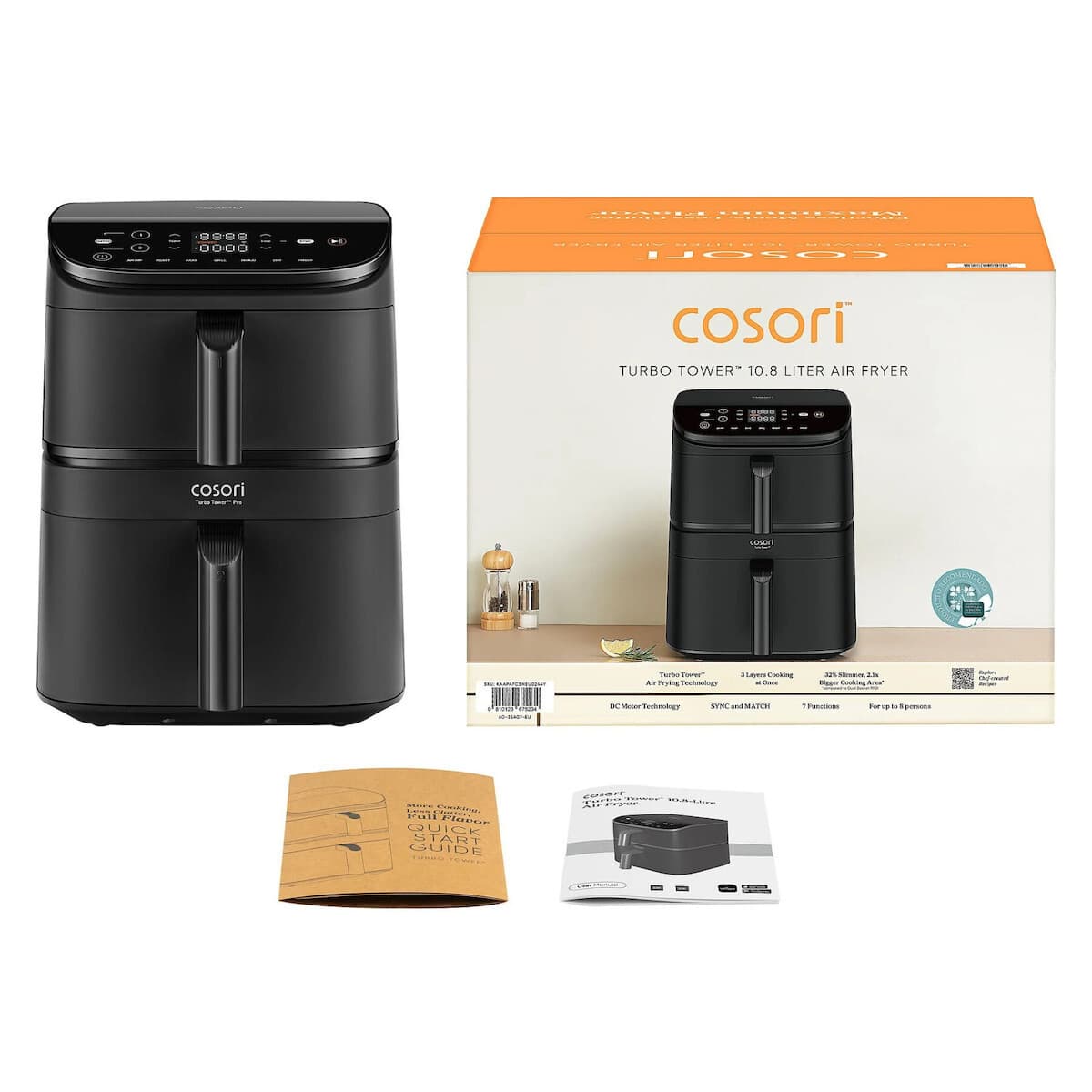 Cosori Turbo Tower Air Fryer με Διπλό Αποσπώμενο Κάδο 10.8lt Μαύρο 9