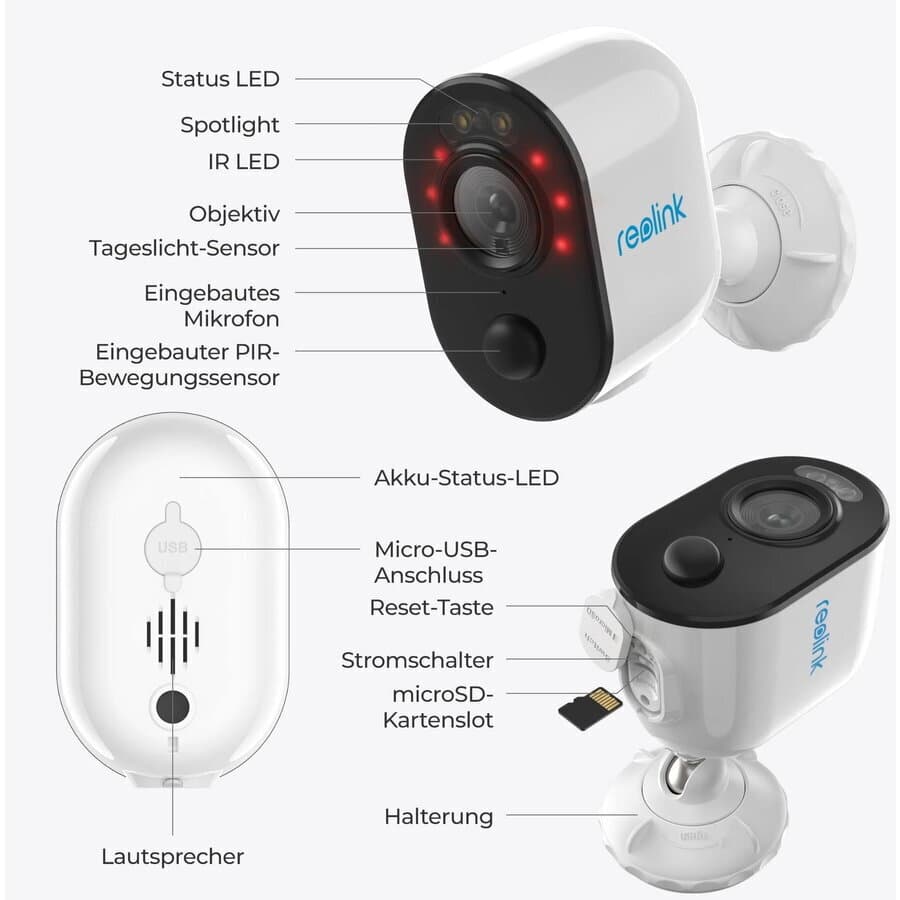 Reolink Argus Series B310 IP Κάμερα Παρακολούθησης Wi-Fi Full HD+ 3MP Αδιάβροχη Μπαταρίας με Αμφίδρομη Επικοινωνία και Φακό 4mm 10