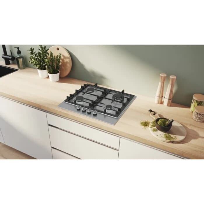 Bosch Serie 6 Εστία Φυσικού Αερίου Αυτόνομη 58.2x52εκ. Ασημί PCH6A5I90 3