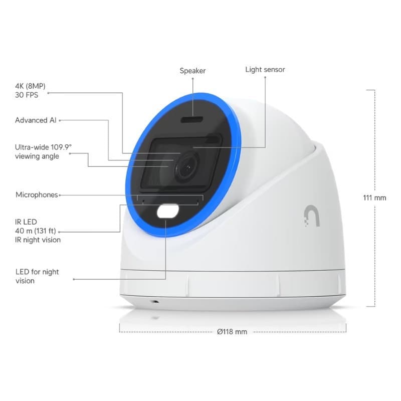 Ubiquiti AI Turret IP Κάμερα Παρακολούθησης Full HD+ 4MP Αδιάβροχη με Αμφίδρομη Επικοινωνία και Φακό 8mm 4