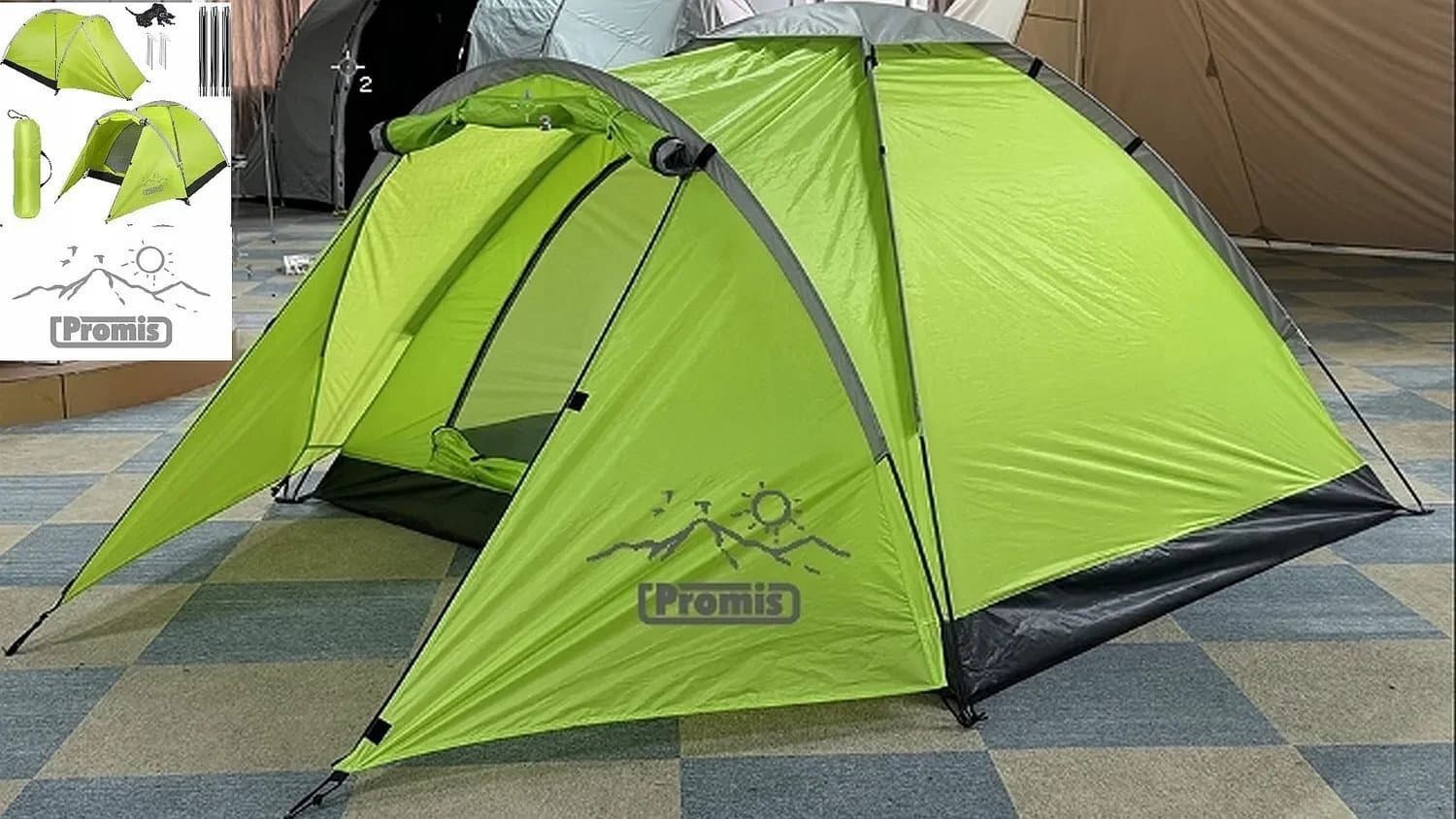 Promis Alpenair Pro Σκηνή Camping Igloo Πράσινη με Διπλό Πανί 3 Εποχών για 3 Άτομα 180x210x120εκ. 7