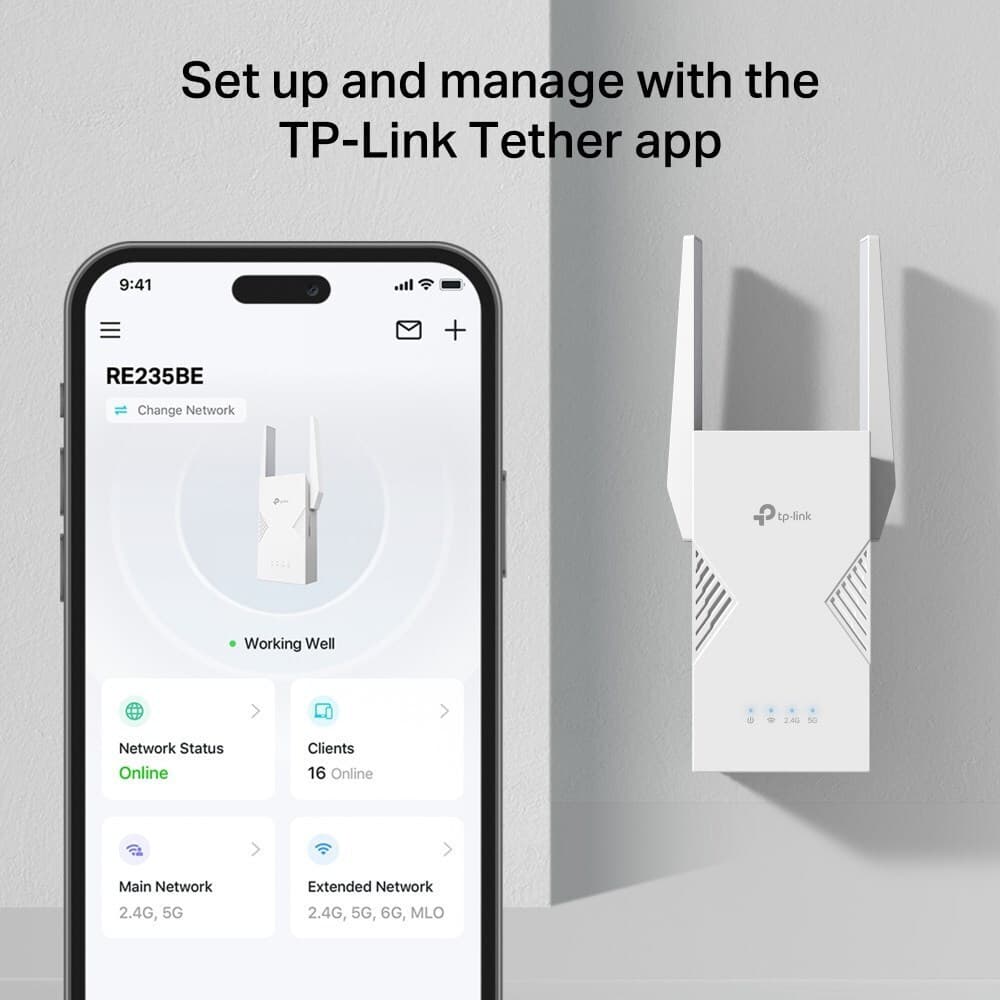 TP-LINK RE235BE v1 Mesh WiFi Extender Dual Band (2.4 & 5GHz) 3600Mbps 7