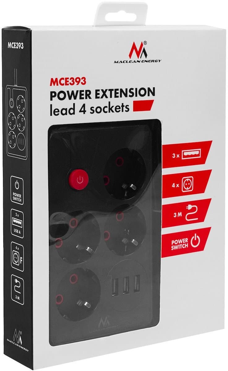 Maclean Energy Πολύπριζο 4 Θέσεων με Καλώδιο 3m MCE393 B 6