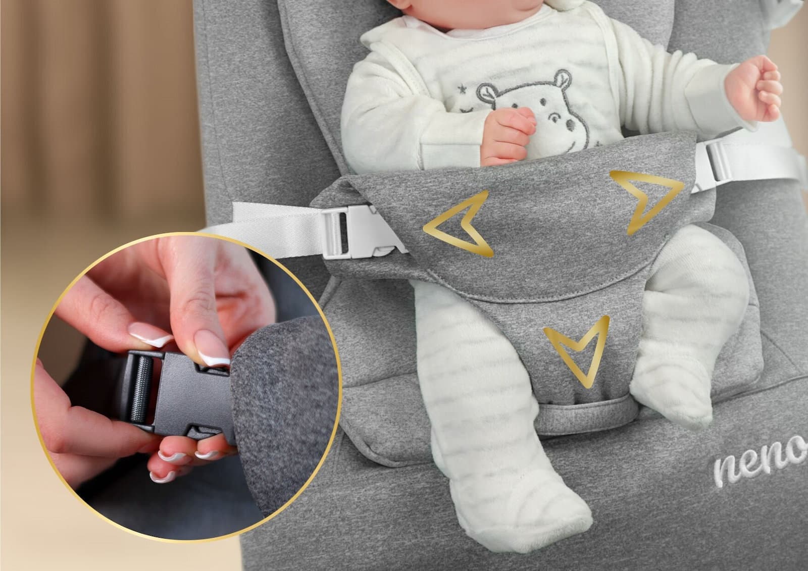 Neno Χειροκίνητο Relax Μωρού Γκρι για Παιδί έως 9kg 1990004 10
