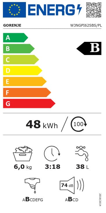 Gorenje Πλυντήριο Ρούχων 6kg με Τεχνολογία Ατμού 1200 Στροφών W3NGPI62SBS/PL 8