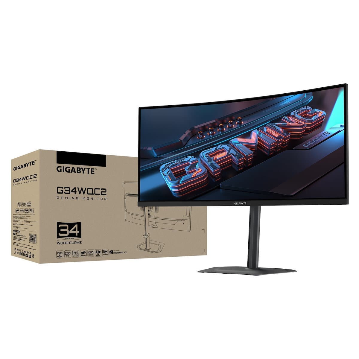 Gigabyte G34WQC2 Ultrawide VA HDR Curved Gaming Monitor 34" QHD 3440x1440 200Hz με Χρόνο Απόκρισης 1ms GTG Γκρι 11