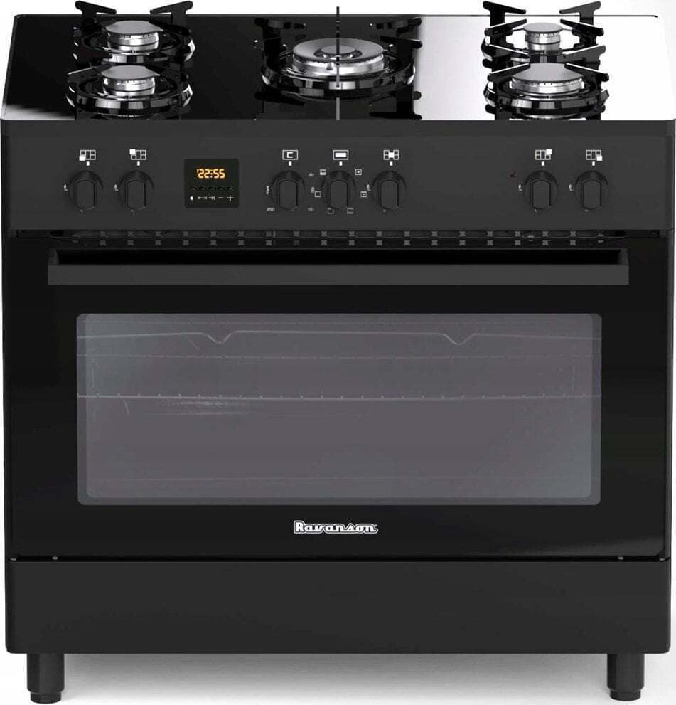 Ravanson KWGE-K90 Glass Κουζίνα 105lt με Εστίες Φυσικού Αερίου Π90εκ. Μαύρη 2