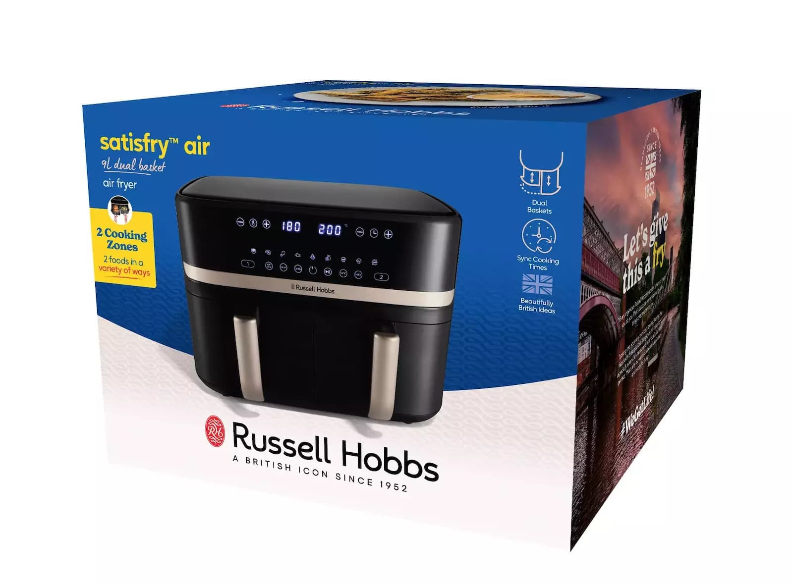 Russell Hobbs Satisfry Air Fryer με Διπλό Αποσπώμενο Κάδο 9lt Μαύρο 8