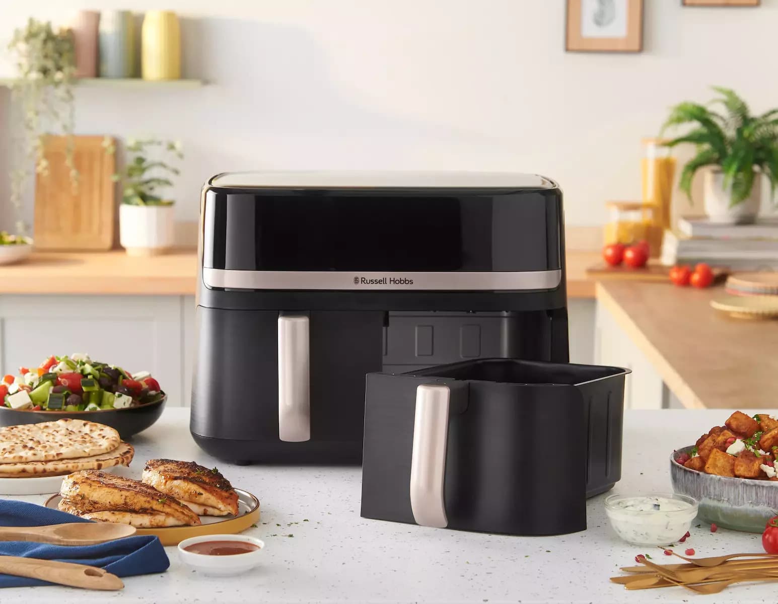 Russell Hobbs Satisfry Air Fryer με Διπλό Αποσπώμενο Κάδο 9lt Μαύρο 9