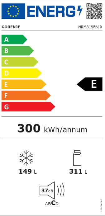 Gorenje Ψυγείο Ντουλάπα 460lt NoFrost Υ190xΠ79.4xΒ65εκ. Γκρι NRM819E61X 2