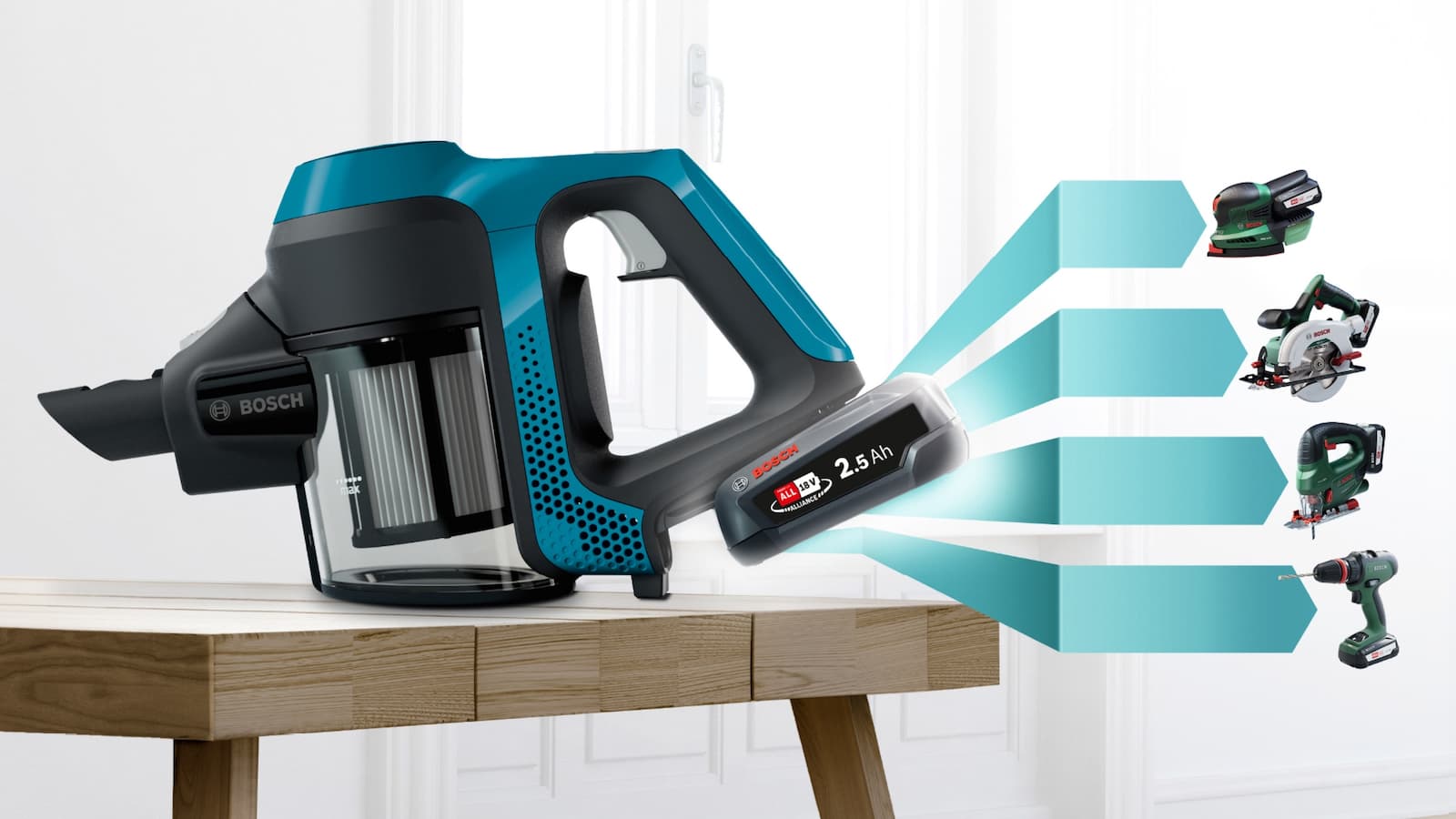 Bosch Επαναφορτιζόμενη Σκούπα Stick 18V Μπλε BBS611LAG 12