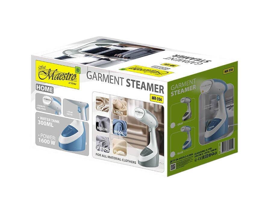 Maestro MR-356-GREY Ατμοκαθαριστής Ρούχων Χειρός 1600W με Δοχείο 300ml Γκρι 7