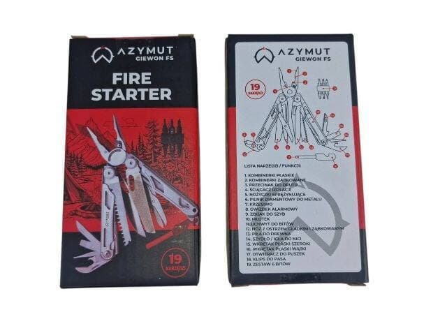 Azymut Giewon Fs Fire Starter 19 Narzędzi Krzesiwo + Gwizdek + Kabura Do Pasa Πολυεργαλείο Μαύρο H2038A 8