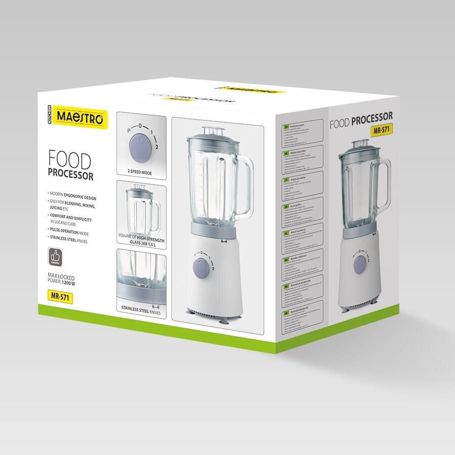 Maestro Μπλέντερ με Πλαστική Κανάτα 1.5 lt 1200W Λευκό MR-571 4