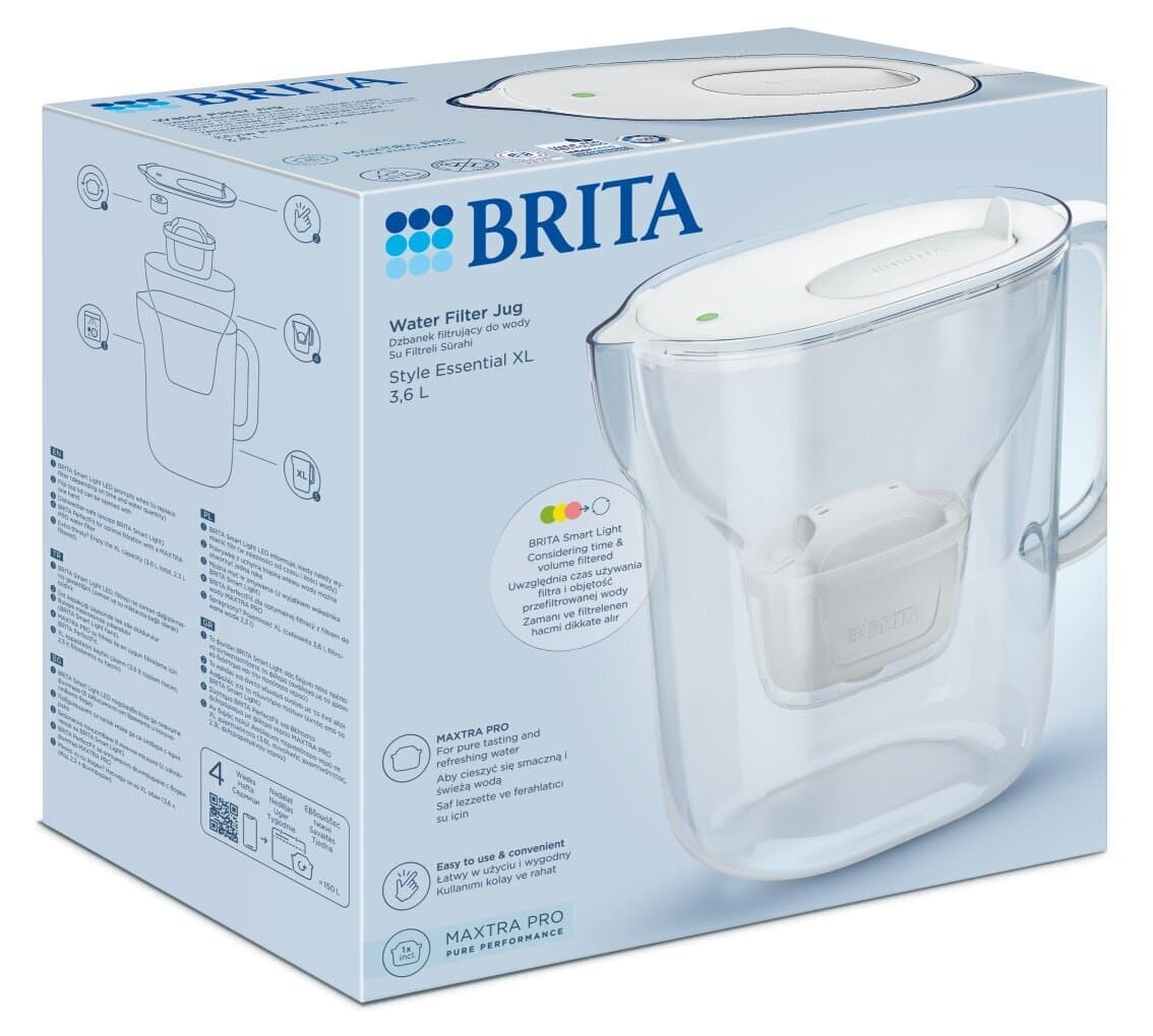 Brita Style Essential Xl White + Mx Pro Pure Κανάτα Σερβιρίσματος Πλαστική με Φίλτρο 3600ml 7