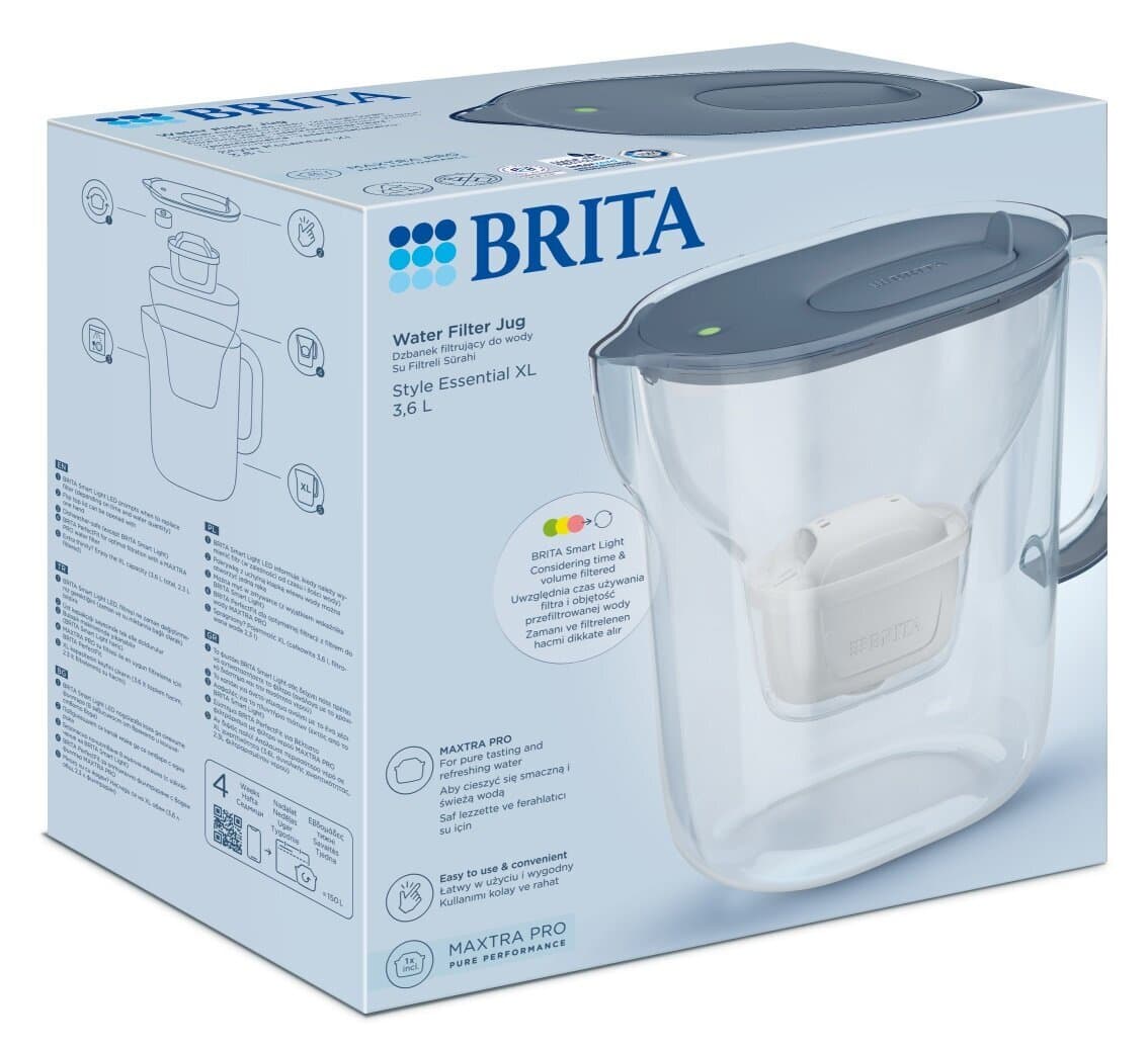 Brita Style Essential Xl Blue + Mx Pro Pure Κανάτα Σερβιρίσματος Πλαστική με Φίλτρο 2300ml 10