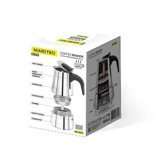 Maestro Μπρίκι Espresso 6cups Inox Μαύρο MR-1660-9 6