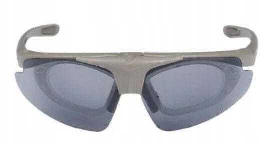 Γυαλιά Ποδηλασίας Okulary Strzeleckie Wosport Tan 3 Wymienne Wizjery Pasek Wsp με Γκρι Σκελετό και Χρωματιστούς Φακούς