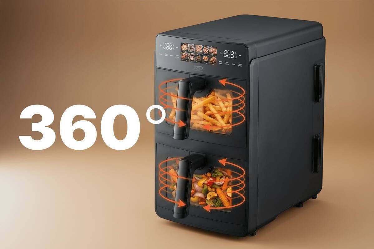Promis Air Fryer με Διπλό Αποσπώμενο Κάδο 10lt Μαύρο FRP1560 2