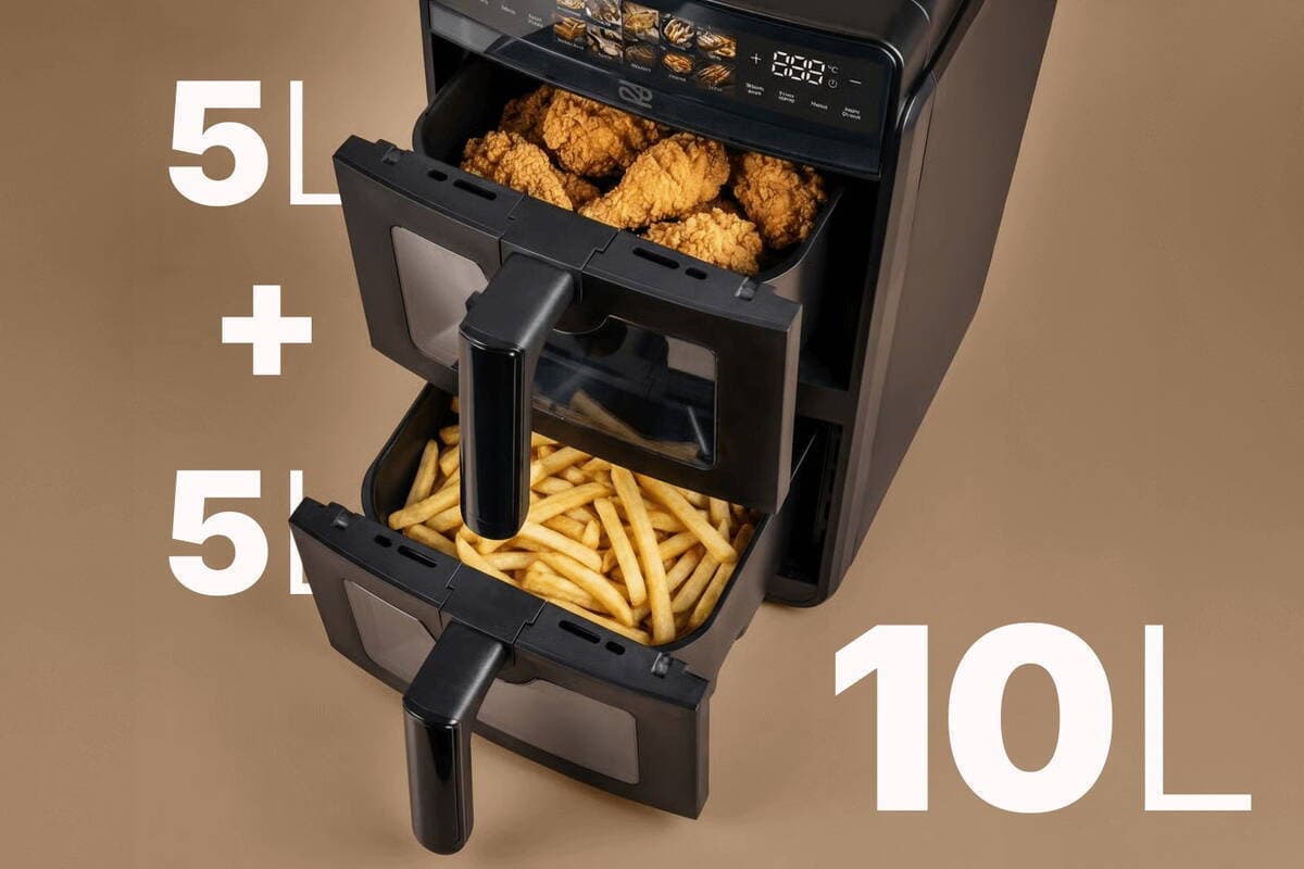 Promis Air Fryer με Διπλό Αποσπώμενο Κάδο 10lt Μαύρο FRP1560 4