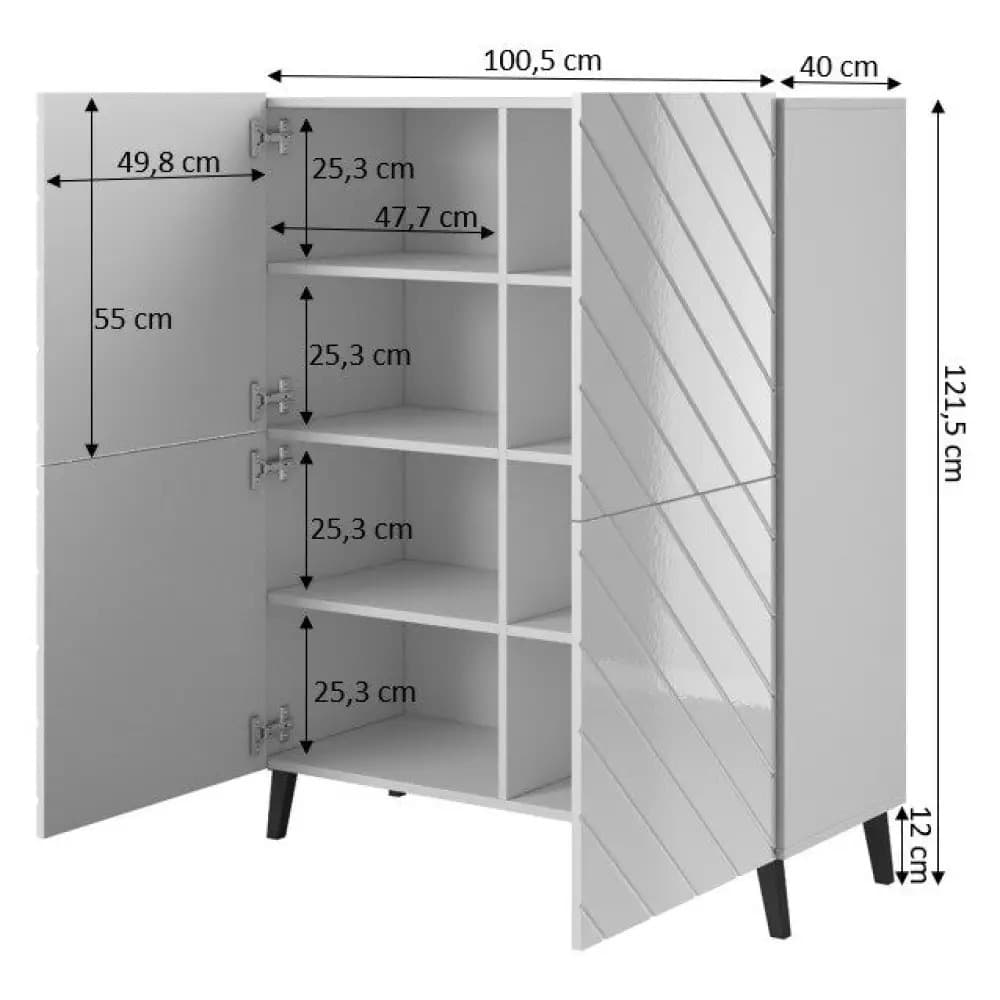 Μπουφές Abeto Ξύλινος Μαύρο 100.5x40x121.5cm 4