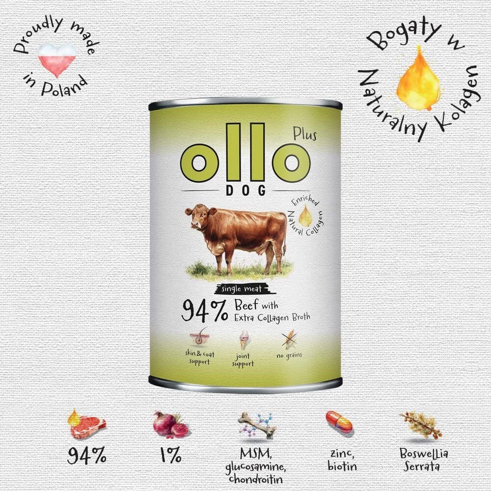 Ollo Υγρή Τροφή Σκύλων σε Κονσέρβα με Βοδινό 400gr 3