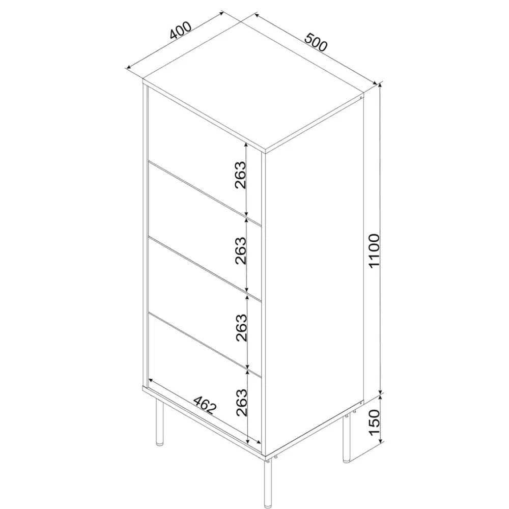 Συρταριέρα Αποθήκευσης 4s Tresse Chest Μεταλλική Μ50xΠ40xΥ125εκ. 4