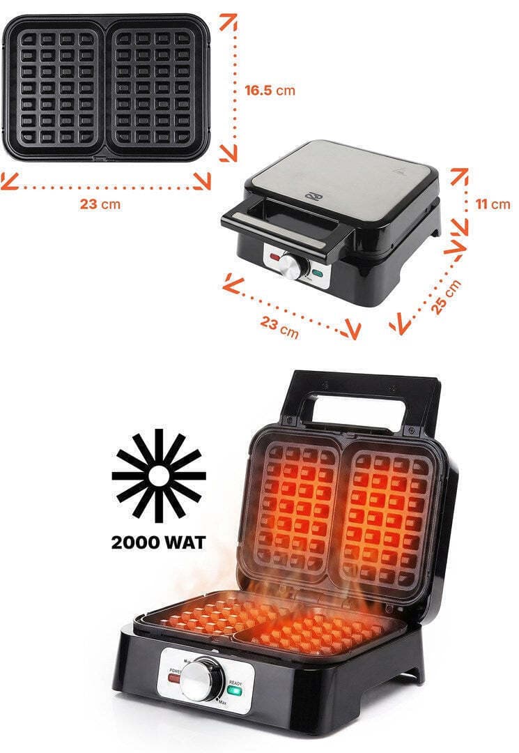 Promis WAP1600 Βαφλιέρα για Ορθογώνιες Βάφλες 2 Θέσεων 1200W 3