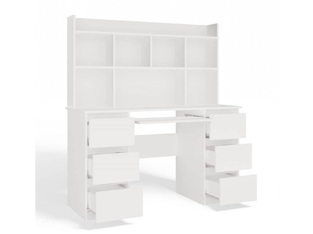Γραφείο Kuba Ξύλινο με Βιβλιοθήκη White 180x150x70εκ. 13