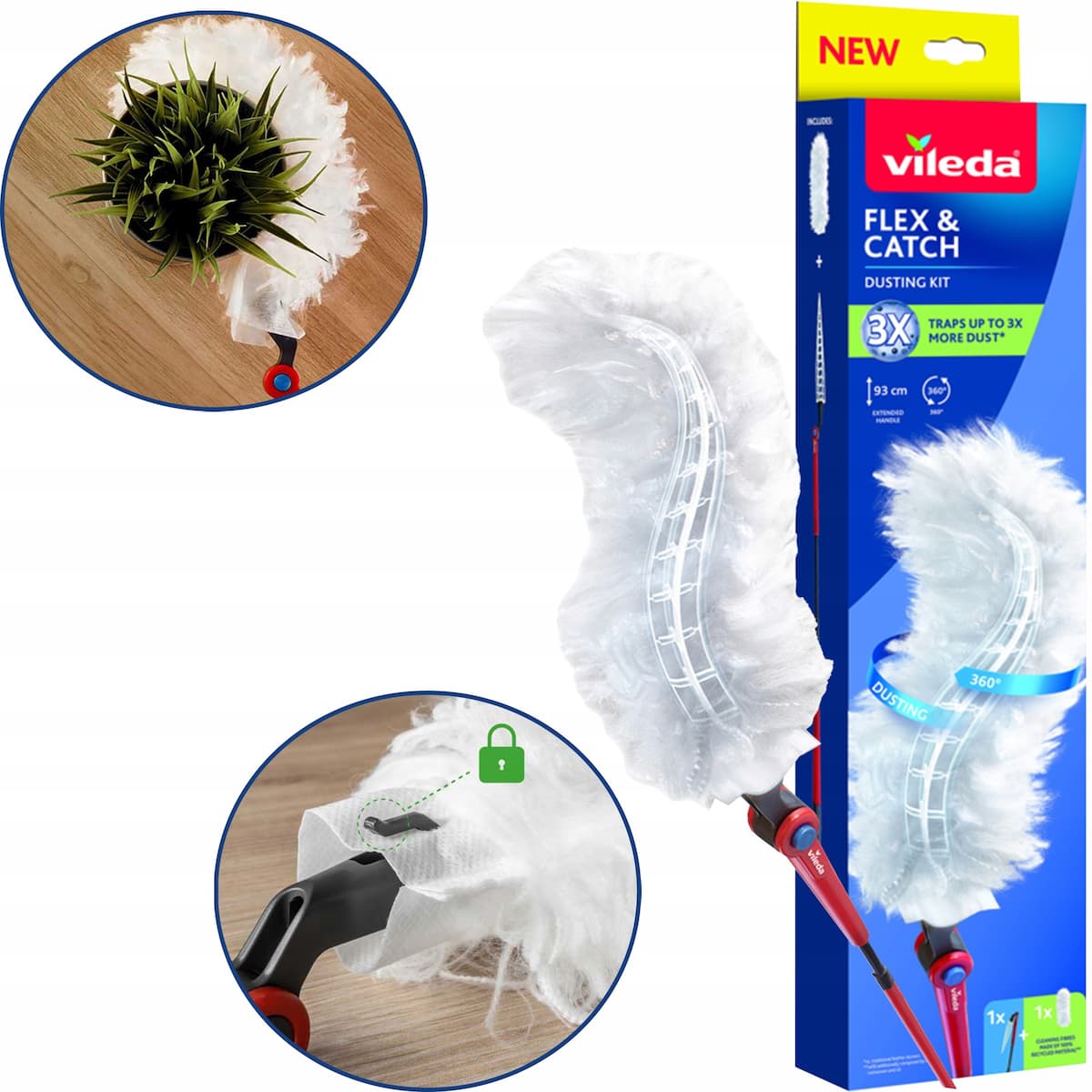 Vileda Flex&catch Φτερό Ξεσκονίσματος με Λαβή & Ανταλλακτικά 179434