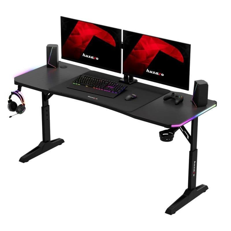 Γραφείο Gaming Hero Ξύλινο Black Rgb με Μεταλλικά Πόδια, Ρυθμιζόμενο Ύψος & LED 160x80x75εκ. HZ-HERO4.6RGBBLACK 7