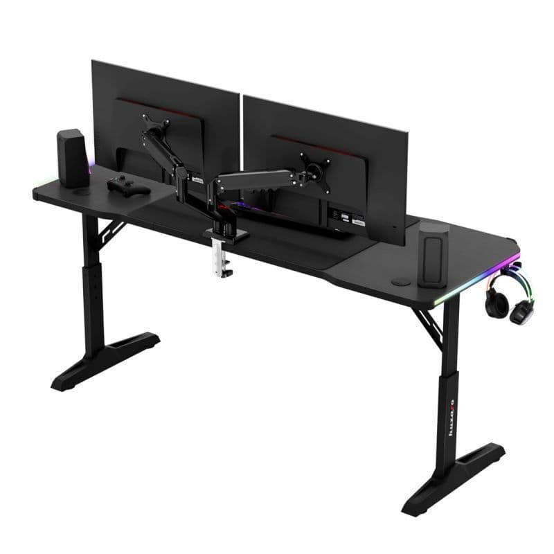 Γραφείο Gaming Hero Ξύλινο Black Rgb με Μεταλλικά Πόδια, Ρυθμιζόμενο Ύψος & LED 160x80x75εκ. HZ-HERO4.6RGBBLACK 8