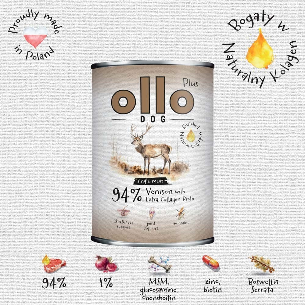 Ollo Υγρή Τροφή Σκύλων σε Κονσέρβα με Ελάφι 400gr 3