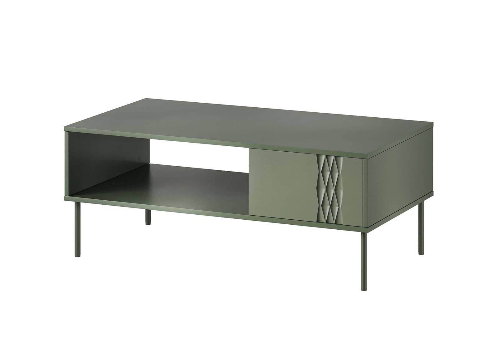 Ορθογώνιο Κεντρικό Τραπεζάκι Tresse Ξύλινο Matte Green Μ110xΠ60xΥ40εκ. 400089 2