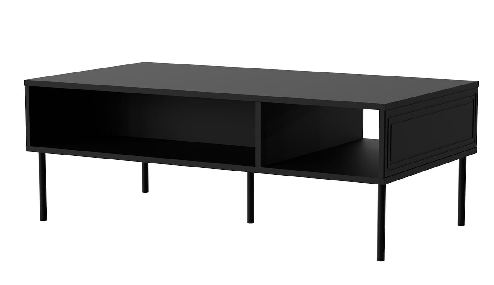 Ορθογώνιο Κεντρικό Τραπεζάκι Palazzo Ξύλινο Matte Black Μ110xΠ60xΥ40εκ. 400029 2